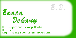 beata dekany business card
