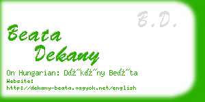 beata dekany business card